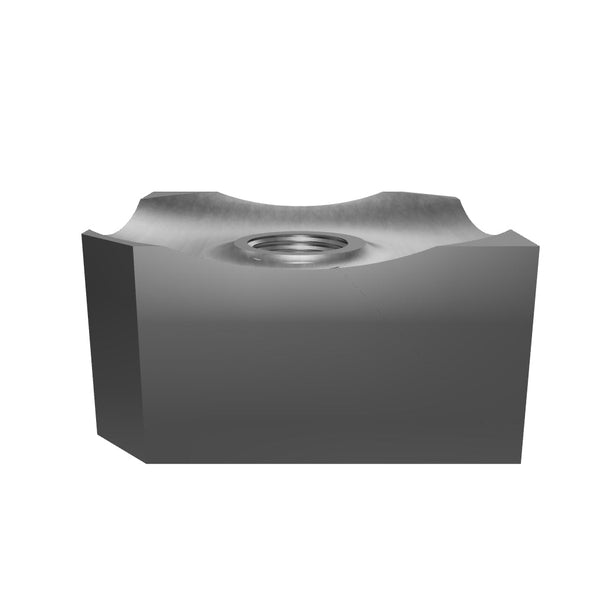Schneidkrone 60x60x30, leichte Hohlkehle, abgeflacht, gegenüberliegend 2 Ecken mit Steg, 1x Gewinde M18 mittig