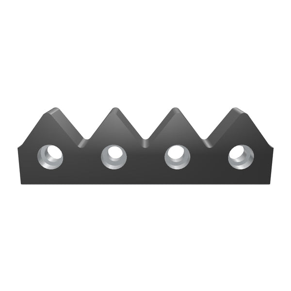 Gegenmesser 256x75x35, 3 x Stufenloch Ø26/Ø18, 1x Stufenloch Ø26/Ø16, 4 Zähne, 2x Fase 1x45°