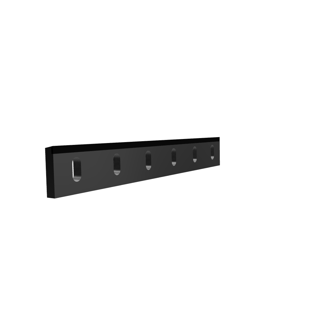 Statormesser 755x100x22, 6x Langloch 50x24, einseitige Schneide 80°, Einstellgewinde 3x M10, Hartmetall bestückt