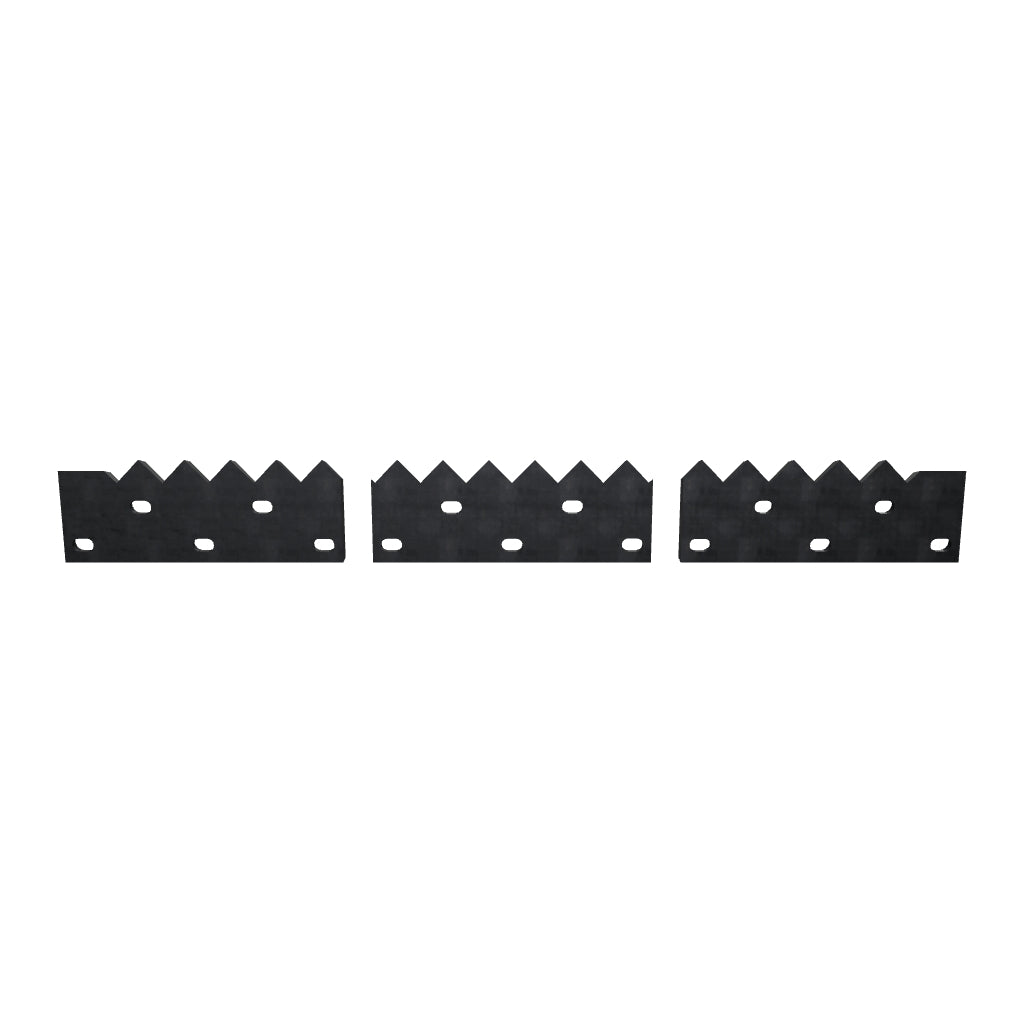 Counter Knife 3-piece set, 1395x175x40/30, for 60 cutting crown, 15 tooth notches total, 15 stepped slotted holes, case hardened